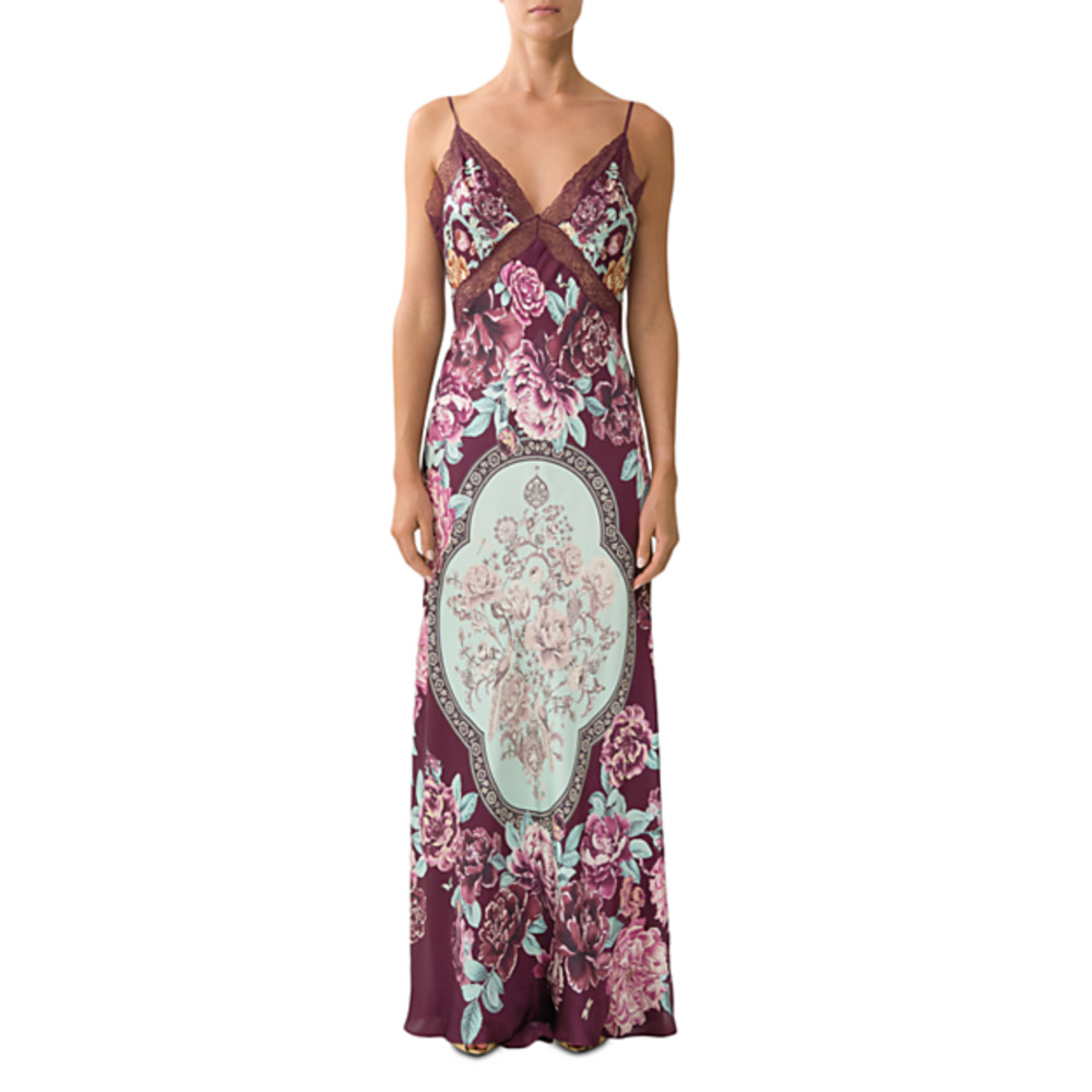 Camilla Silk Charmeuse Maxi Slip Dress in Purple